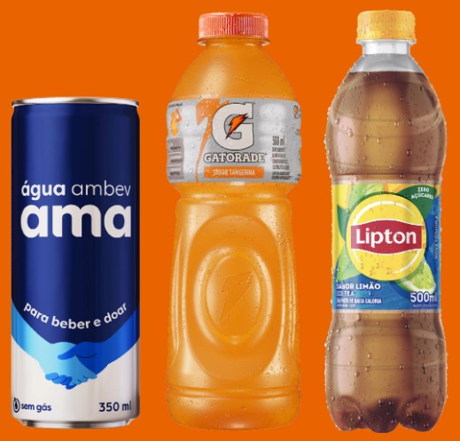 Águas e Chás que fazem parte do portfólio da Ambev.