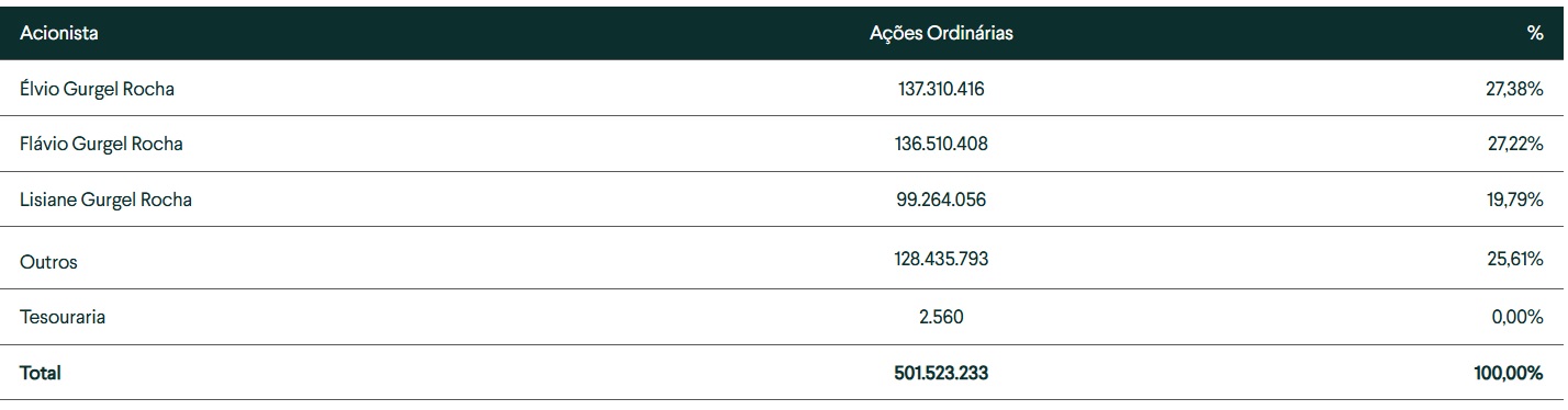 Controle Acionário do Grupo Guararapes.