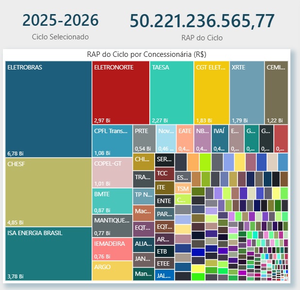 Resumo das RAPs pagas para cada empresa.