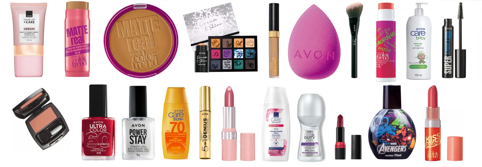 Alguns produtos da Avon.