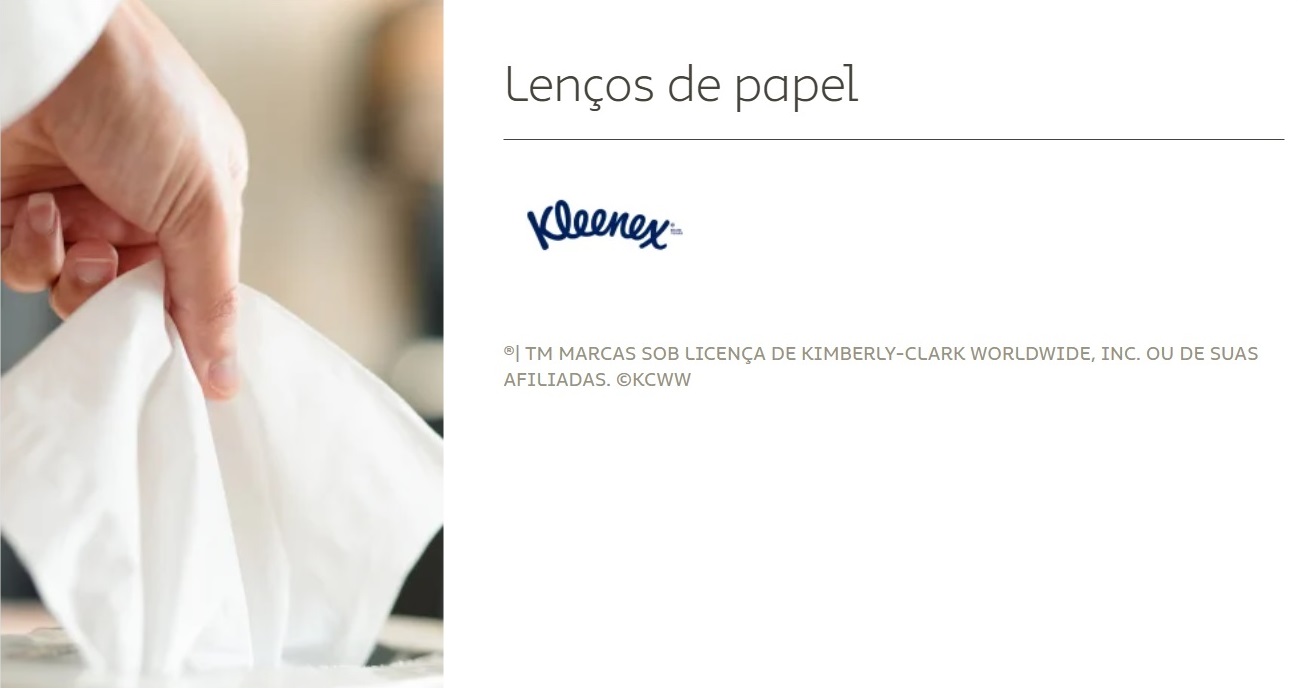 Produtos da linha de lenços.