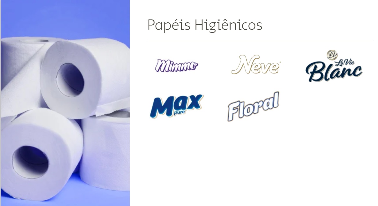 Produtos da linha de papéis higiênicos.