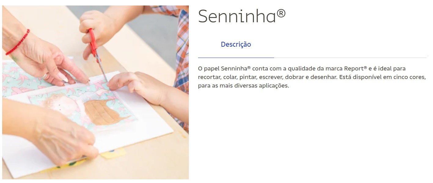 Exemplo do produto Senninha papel A4.
