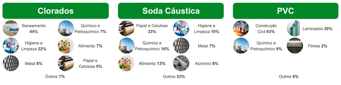 Participação dos Produtos nos principais Segmentos.